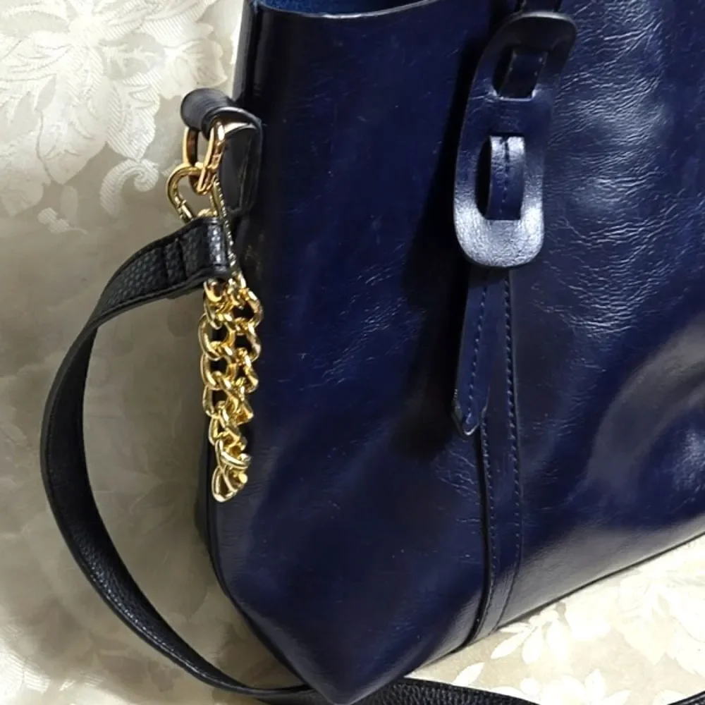 Steve Madden Deep Blue Tote Bag with Crossbody Strap